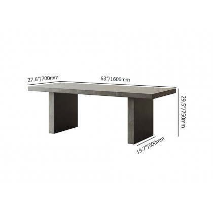 HMR Upoak Series Farmhouse Rectangle Wood Dining Table - Gray, 63"L x 27.6"W x 29.5"H