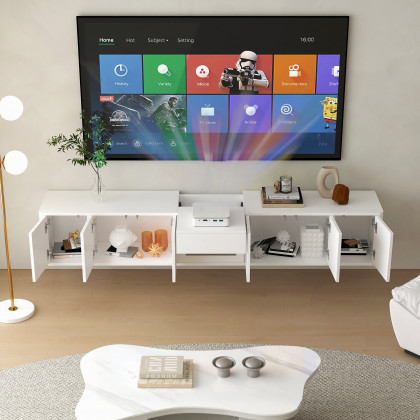 HMR - 69.3" Floating White TV Stand for Projector