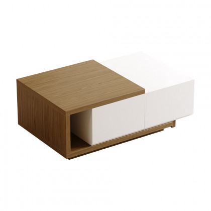 HMR Quoint Extendable TV Stand & Coffee Table Set - White & Walnut, 1790mm-2550mm