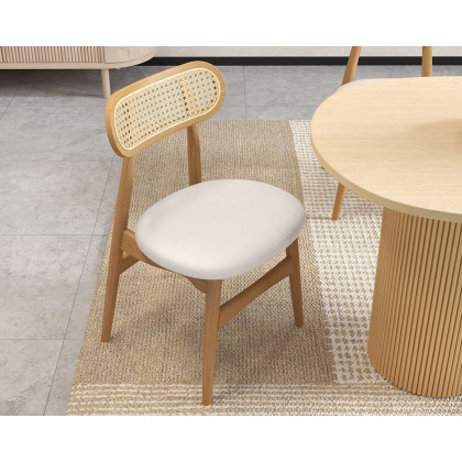 HMR Dining Round Dining Table Natural - Natural, With 2 Chairs, Style B