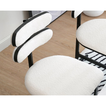 HMR Modern Wood Dining Chairs with PU Leather - White, Boucle, 1-Piece