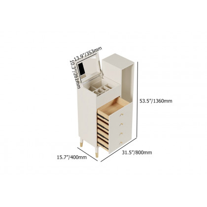 HMR - Modern White Mirrored Dresser Chifforobe Wardrobe Closet with 4 Drawers
