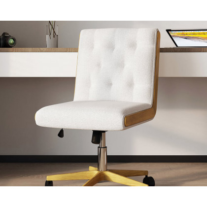 HMR Modern Swivel Desk & Home Office Chair Set L-Shaped Rotating Desk Adjustable - Distressed White