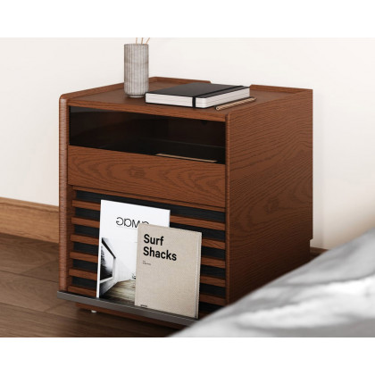 HMR Modern Walnut Nightstand with Light Wood Bedside Table with 2 Drawers - Walnut, Set Of 2