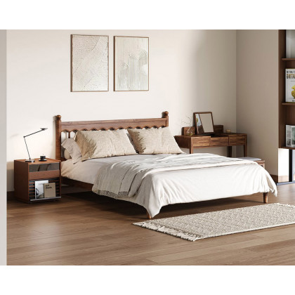 HMR Modern Walnut Nightstand with Light Wood Bedside Table with 2 Drawers - Walnut, Set Of 2