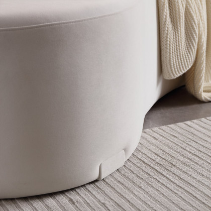 HMR - 120" Modern White Curved Sectional Floor Sofa Velvet Upholstery for Living Room