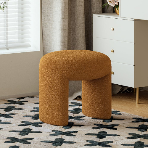 HMR Modern Boucle Vanity Stool Backless Makeup Accent Chair - Orange