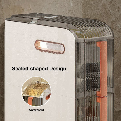 HMR - Modern White & Rose Gold Slim Bathroom Storage Cabinet Freestanding Toilet Paper Holder