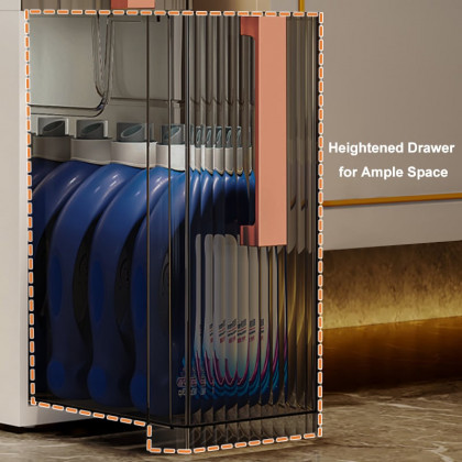 HMR - Modern White & Rose Gold Slim Bathroom Storage Cabinet Freestanding Toilet Paper Holder