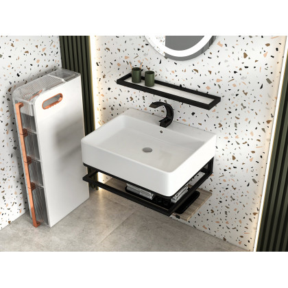HMR - Modern White & Rose Gold Slim Bathroom Storage Cabinet Freestanding Toilet Paper Holder