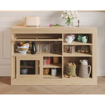 HMR Farmhouse Extendable Wood Sideboards and Cabinets with Ample Storage - Natural