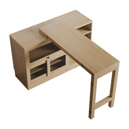HMR Farmhouse Extendable Wood Sideboards and Cabinets with Ample Storage - Natural