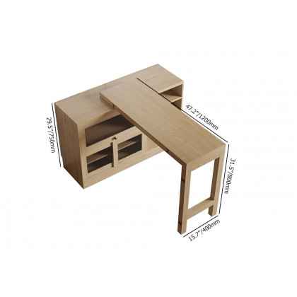 HMR Farmhouse Extendable Wood Sideboards and Cabinets with Ample Storage - Natural