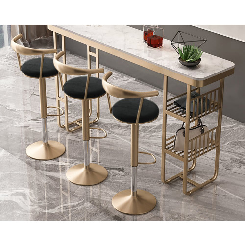 HMR Modern Adjustable Swivel Bar Stools with Velvet Upholstery (Set of 8) - Black