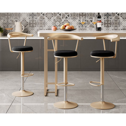 HMR Modern Adjustable Swivel Bar Stools with Velvet Upholstery (Set of 8) - Black