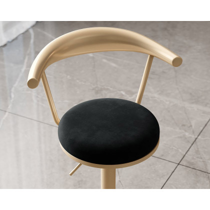 HMR Modern Adjustable Swivel Bar Stools with Velvet Upholstery (Set of 8) - Black