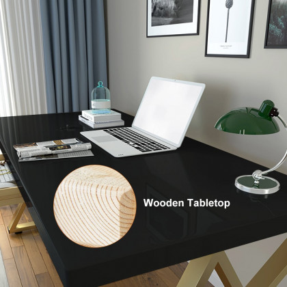 HMR Modern Rectangular 47" Writing Desk with Base & Drawer - Black
