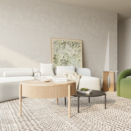 HMR - Round Lift Top Nesting Natural Coffee Table Set(24"-30")