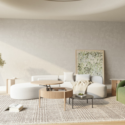 HMR - Round Lift Top Nesting Natural Coffee Table Set(24"-30")