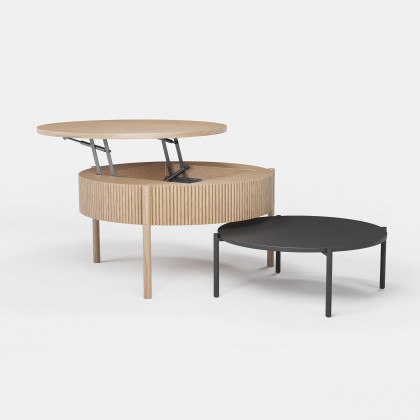HMR - Round Lift Top Nesting Natural Coffee Table Set(24"-30")
