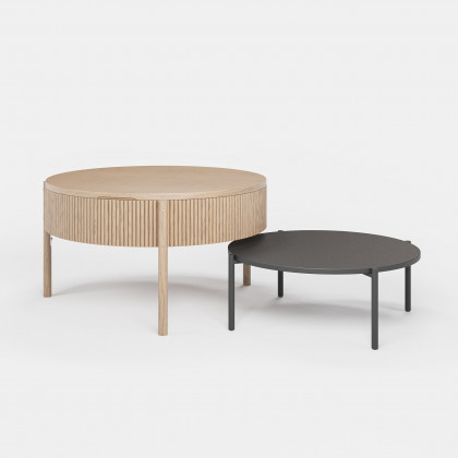 HMR - Round Lift Top Nesting Natural Coffee Table Set(24"-30")