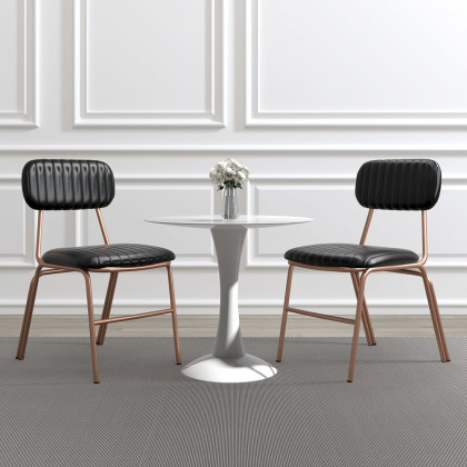 HMR Modern Dining Chairs with Faux Leather Upholstery (Set of 6) - Black