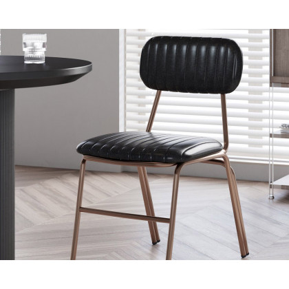 HMR Modern Dining Chairs with Faux Leather Upholstery (Set of 6) - Black