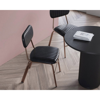 HMR Modern Dining Chairs with Faux Leather Upholstery (Set of 6) - Black