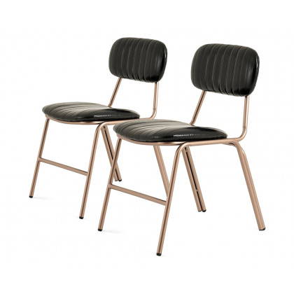 HMR Modern Dining Chairs with Faux Leather Upholstery (Set of 6) - Black