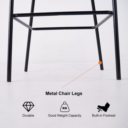 HMR Linenic Series Modern PU Leather Bar Stools - Gray, 20.9"L x 20.9"W x 41.3"H, 6-Pieces