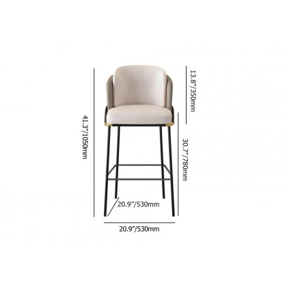 HMR Linenic Series Modern PU Leather Bar Stools - Gray, 20.9"L x 20.9"W x 41.3"H, 6-Pieces