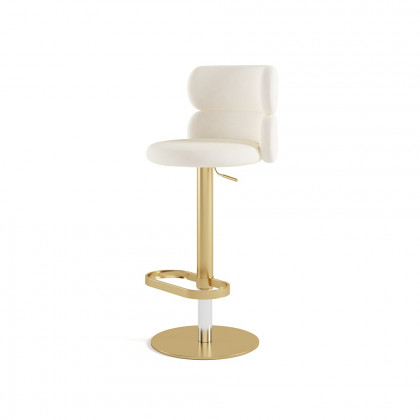 HMR Affordable Luxury Modern Adjustable Swivel Bar Stools with Velvet Upholstery - Beige, 2-Pieces