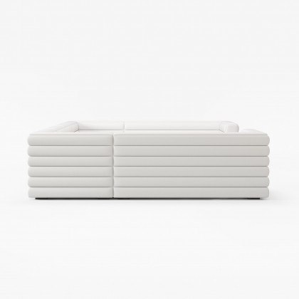 HMR 126" U-Shaped Modern Modular Sectional Sofa for 8 Seaters - White, Microfiber Leather