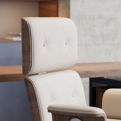HMR - Modern Home Office Chair Swivel Upholstered Wooden Office Chair Adjustable Height