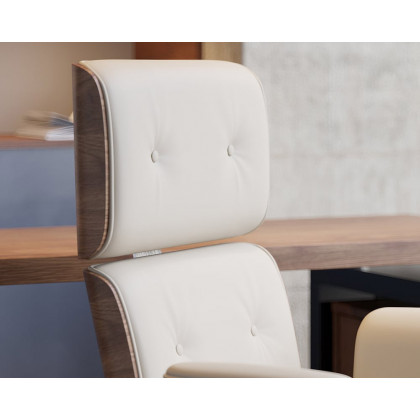 HMR - Modern Home Office Chair Swivel Upholstered Wooden Office Chair Adjustable Height