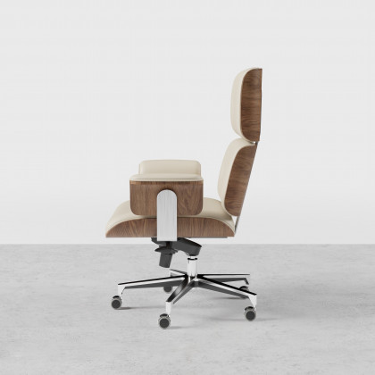 HMR - Modern Home Office Chair Swivel Upholstered Wooden Office Chair Adjustable Height