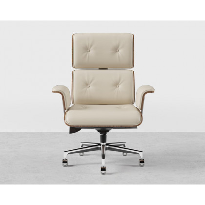 HMR - Modern Home Office Chair Swivel Upholstered Wooden Office Chair Adjustable Height