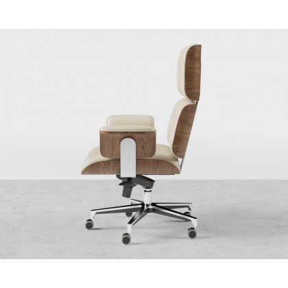 HMR - Modern Home Office Chair Swivel Upholstered Wooden Office Chair Adjustable Height