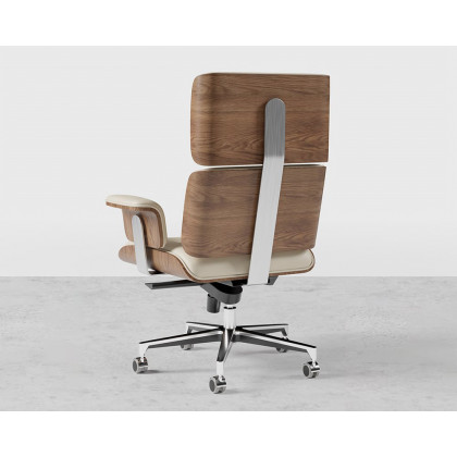 HMR - Modern Home Office Chair Swivel Upholstered Wooden Office Chair Adjustable Height