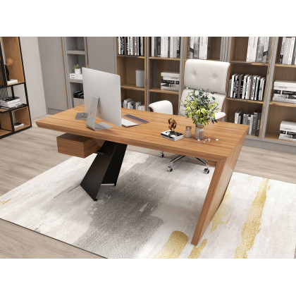 HMR - Modern Home Office Chair Swivel Upholstered Wooden Office Chair Adjustable Height