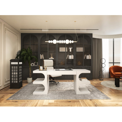 HMR - Modern Home Office Chair Swivel Upholstered Wooden Office Chair Adjustable Height