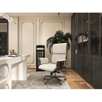 HMR - Modern Home Office Chair Swivel Upholstered Wooden Office Chair Adjustable Height