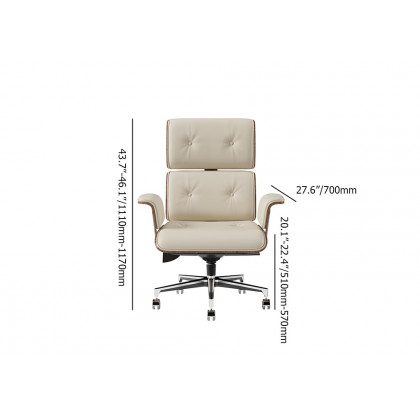 HMR - Modern Home Office Chair Swivel Upholstered Wooden Office Chair Adjustable Height