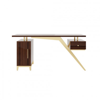 HMR Hungled 55" Modern Office Executive Desk with Storage File Cabinet - Sandalwood