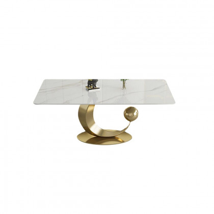 HMR - 71.3" Modern Style Rectangle Sintered Stone Dining Table Seats 6-8 People
