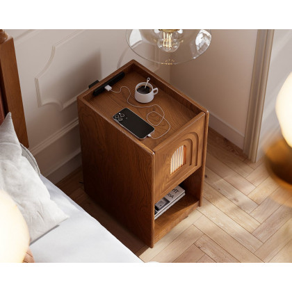 HMR Mid-Century Modern Narrow Smart Nightstand - Cherry, Set Of 2