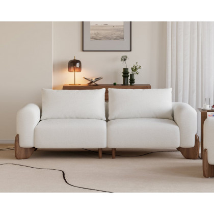 HMR Curva Living Room Set - White, With Coffee Table