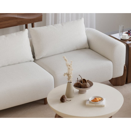 HMR Curva Living Room Set - White, With Coffee Table