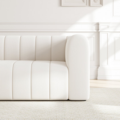 HMR Modern 3-Seater Sofa with Corduroy Upholstered - Off-White