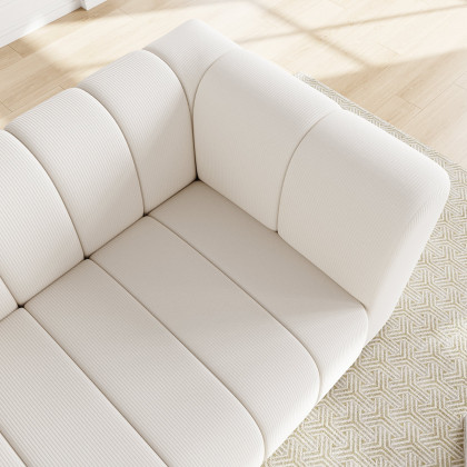 HMR Modern 3-Seater Sofa with Corduroy Upholstered - Off-White